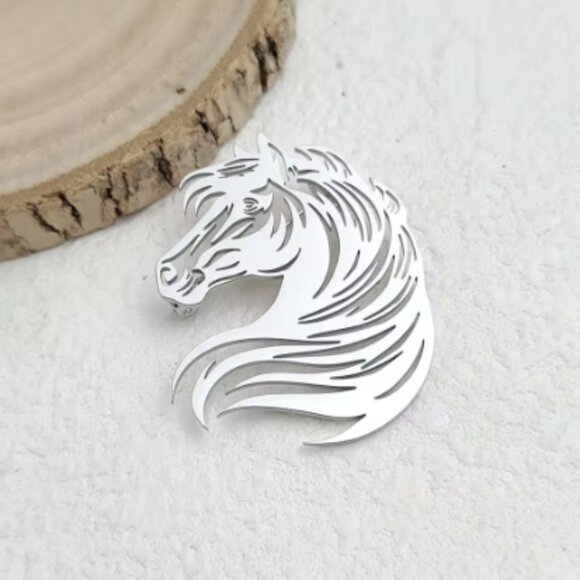 🍏50% OFF/3+...Stainless Steel Horse Head Brooch - Picture 5 of 8